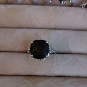 Fragrant Jewels Silver Ring with Black Stone